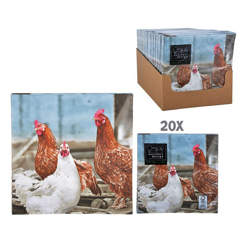 Serviettes en papier Poules